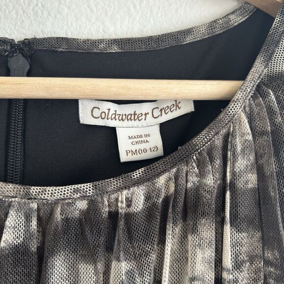 Coldwater Creek Dress Size M Petite Gray Pattern Fairy Grunge Romantic Formal - Picture 2 of 14